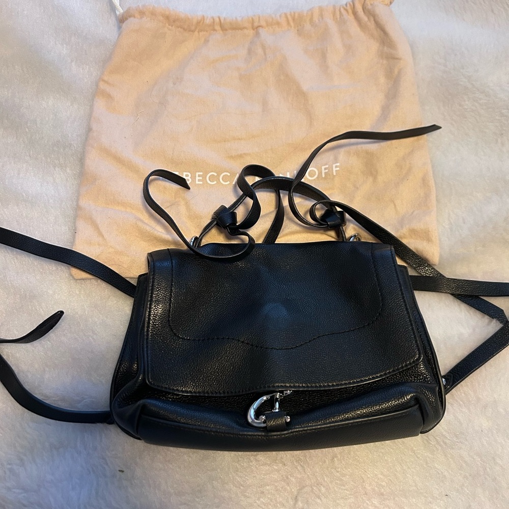 Rebecca minkoff black leather purse backpack wear 3 ways